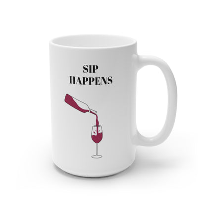 MugShop "Sip Happens" White Ceramic Mug, 15oz