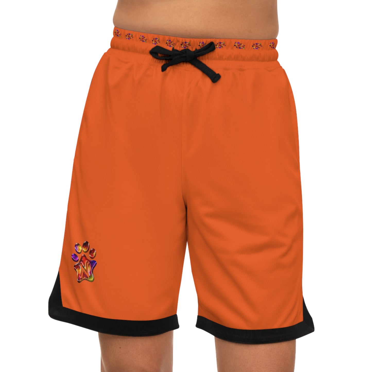 Paw-N-Star Basketball Rib Shorts Orange