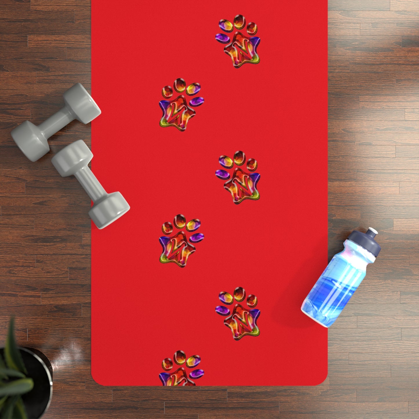 Paw-N-Star Rubber Yoga Mat Red