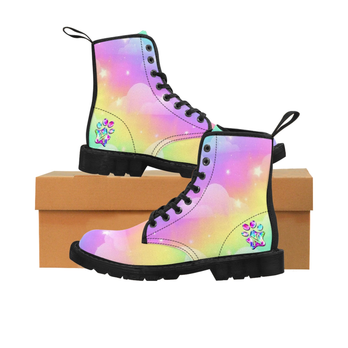 Paw-N-Star Rainbow Bright Women's Canvas Boots