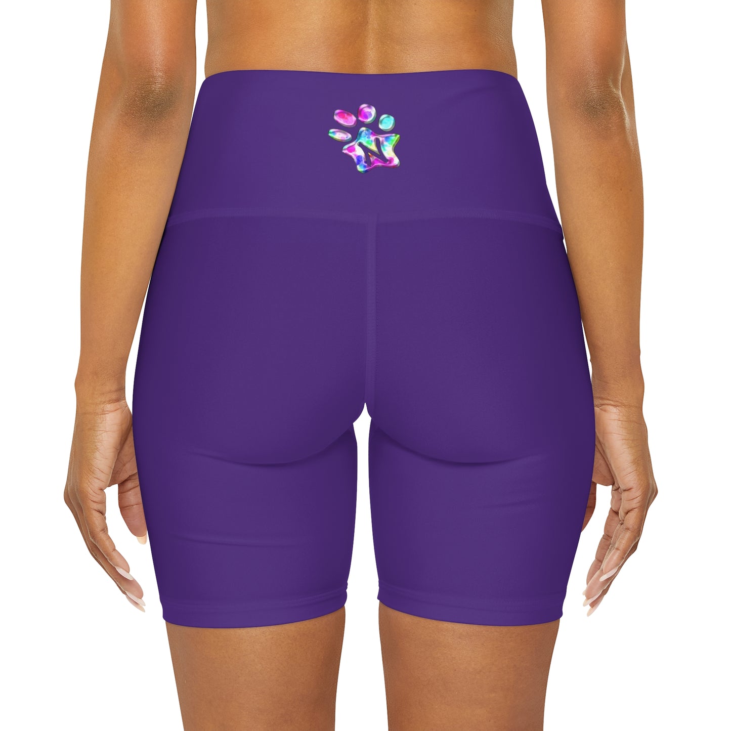 Paw-N-Star High Waisted Purple Yoga Shorts