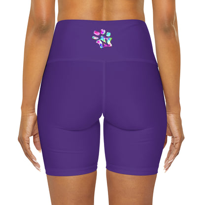 Paw-N-Star High Waisted Purple Yoga Shorts