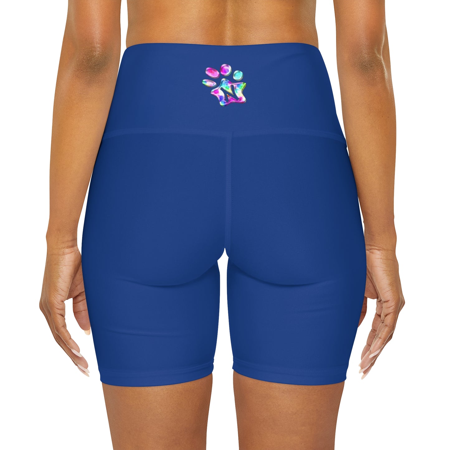 Paw-N-Star High Waisted Blue Yoga Shorts