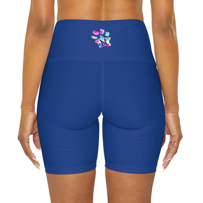 Paw-N-Star High Waisted Blue Yoga Shorts