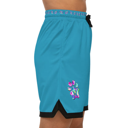 Paw-N-Star Basketball Rib Shorts Turquoise