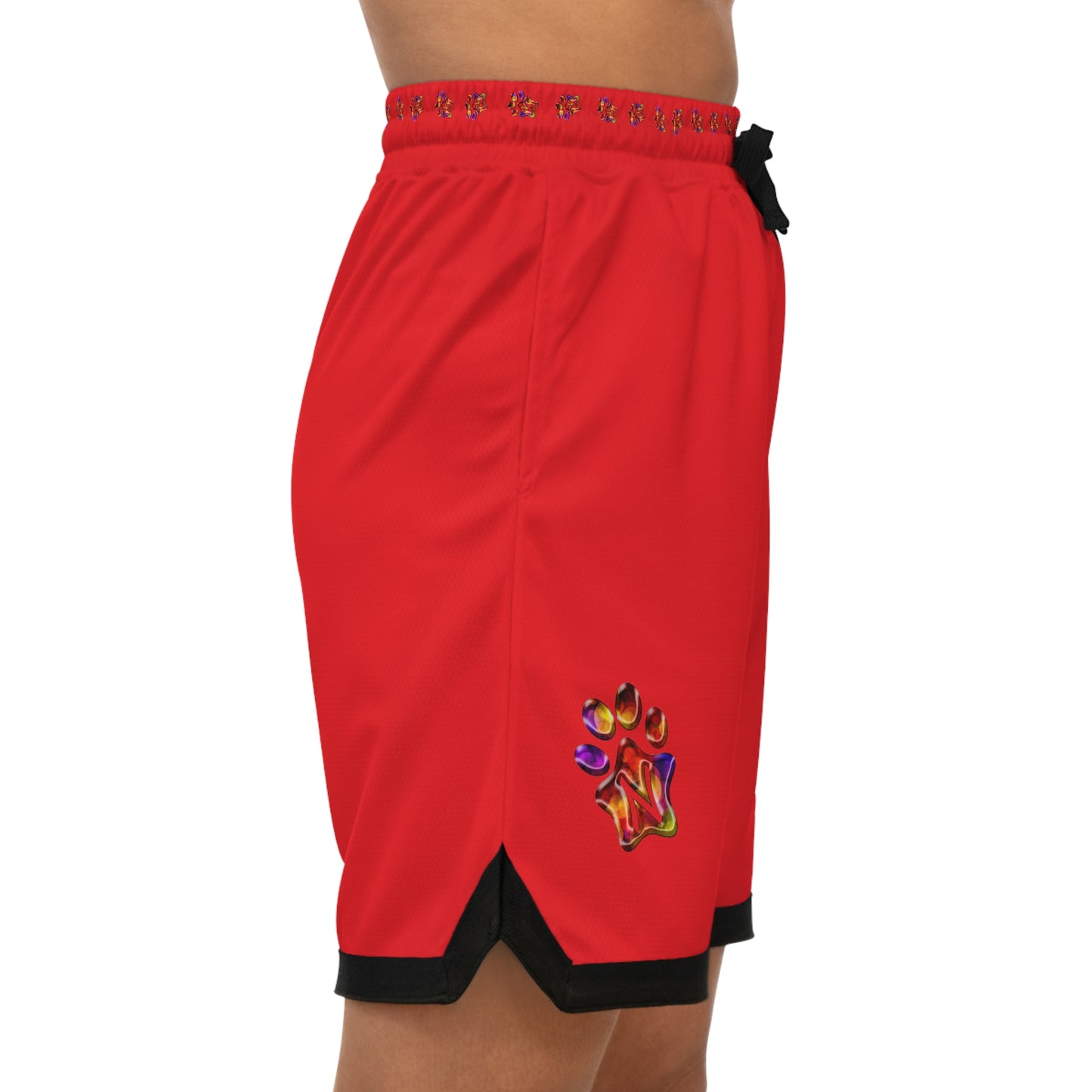 Paw-N-Star Basketball Rib Shorts Red