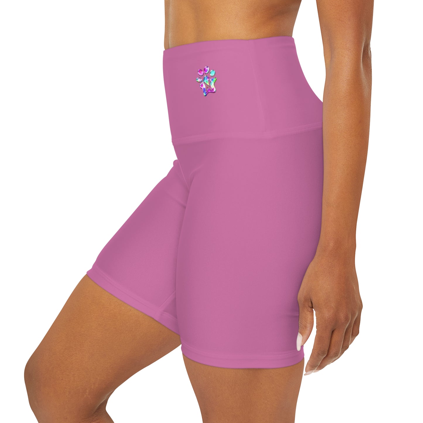 Paw-N-Star High Waisted Light Pink Yoga Shorts