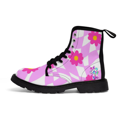 Paw-N-Star Ms. Pink Daisy Women's Canvas Boots