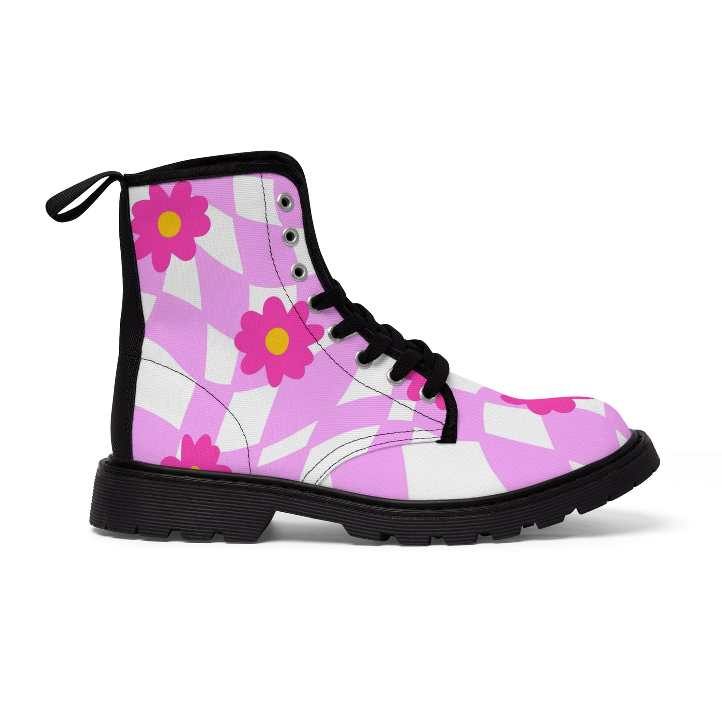 Paw-N-Star Ms. Pink Daisy Women's Canvas Boots
