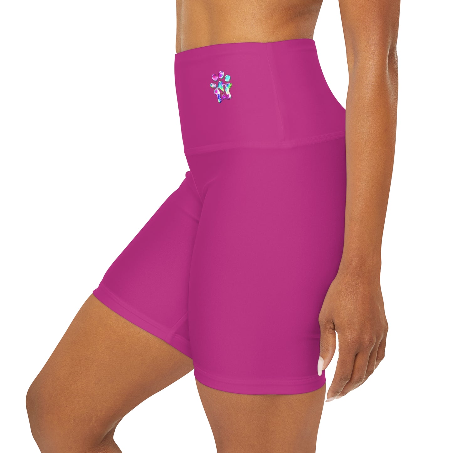 Paw-N-Star High Waisted Pink Yoga Shorts