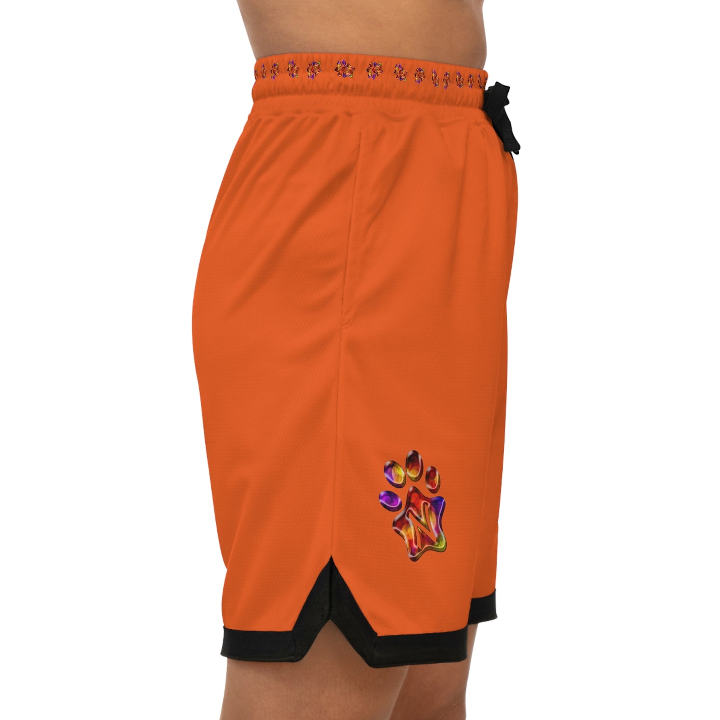 Paw-N-Star Basketball Rib Shorts Orange