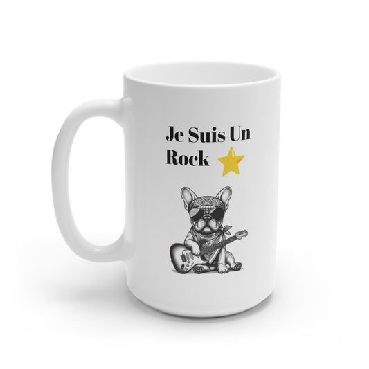 MugShop "Rockin' Frenchie" White Ceramic Mug, 15oz