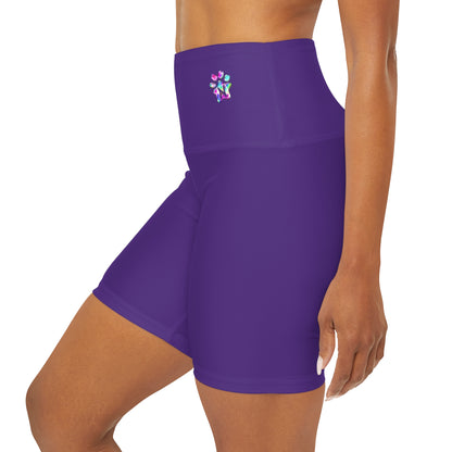 Paw-N-Star High Waisted Purple Yoga Shorts