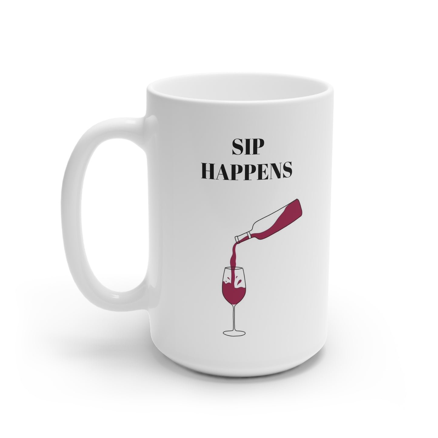 MugShop "Sip Happens" White Ceramic Mug, 15oz