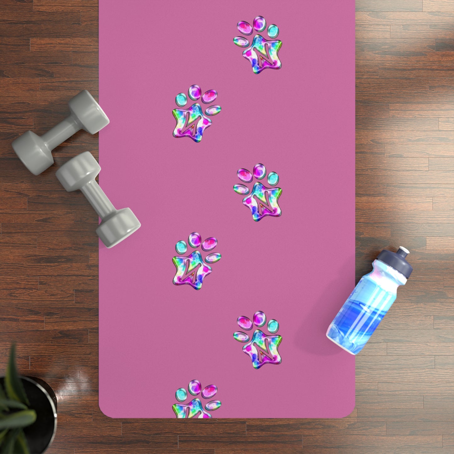 Paw-N-Star Rubber Yoga Mat Light Pink