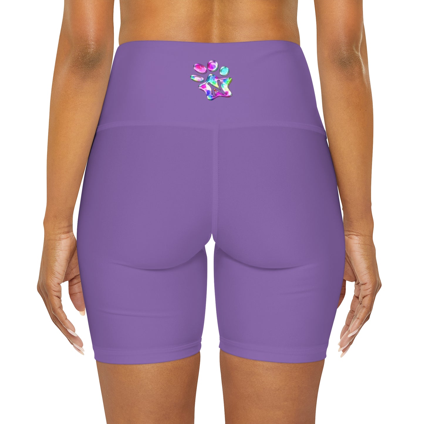 Paw-N-Star High Waisted Light Purple Yoga Shorts