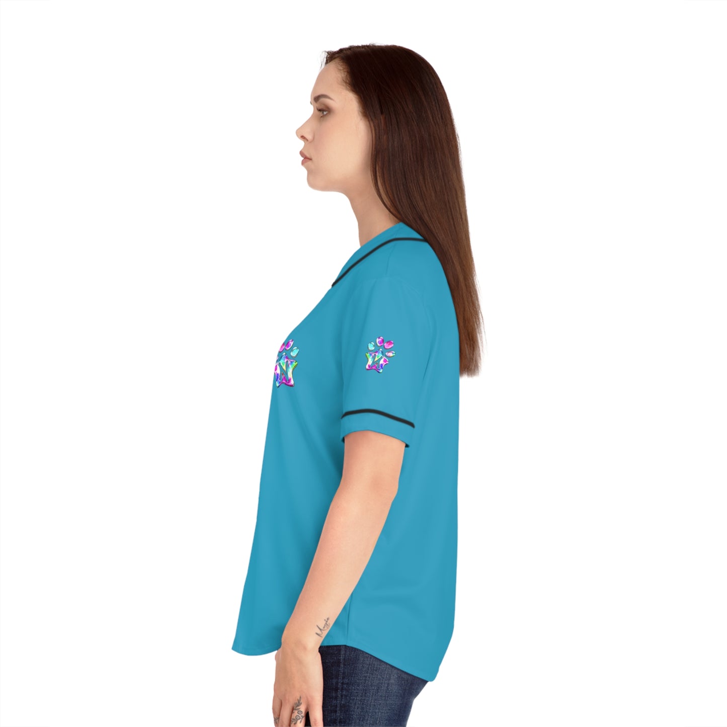 Paw-N-Star Women's Baseball Jersey Turqoise