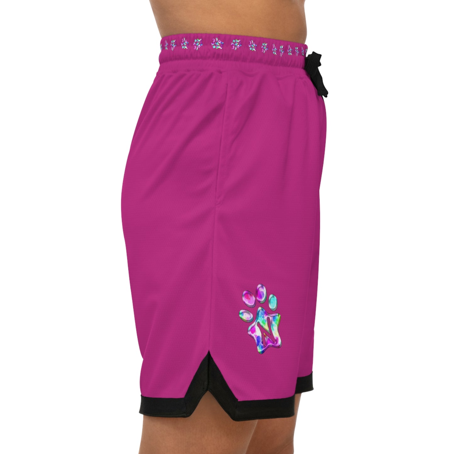 Paw-N-Star Basketball Rib Shorts Pink