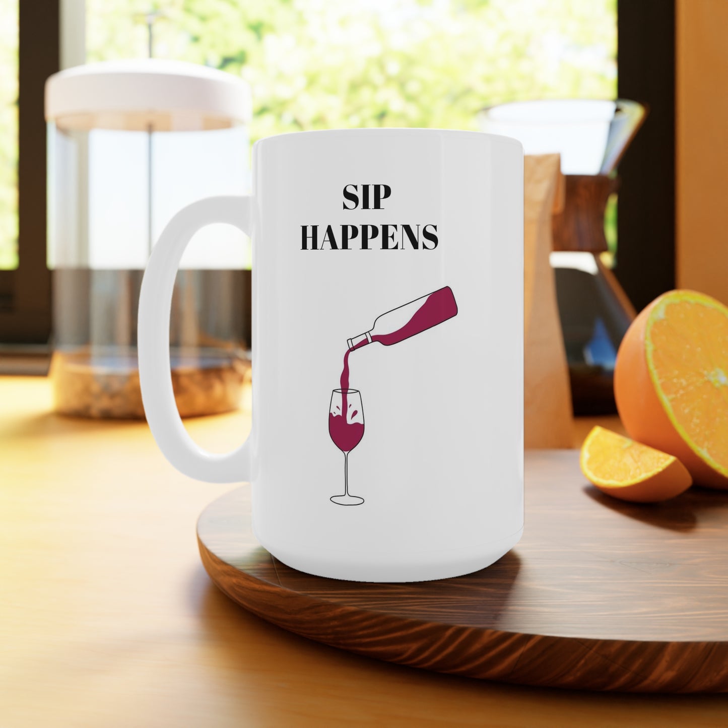 MugShop "Sip Happens" White Ceramic Mug, 15oz